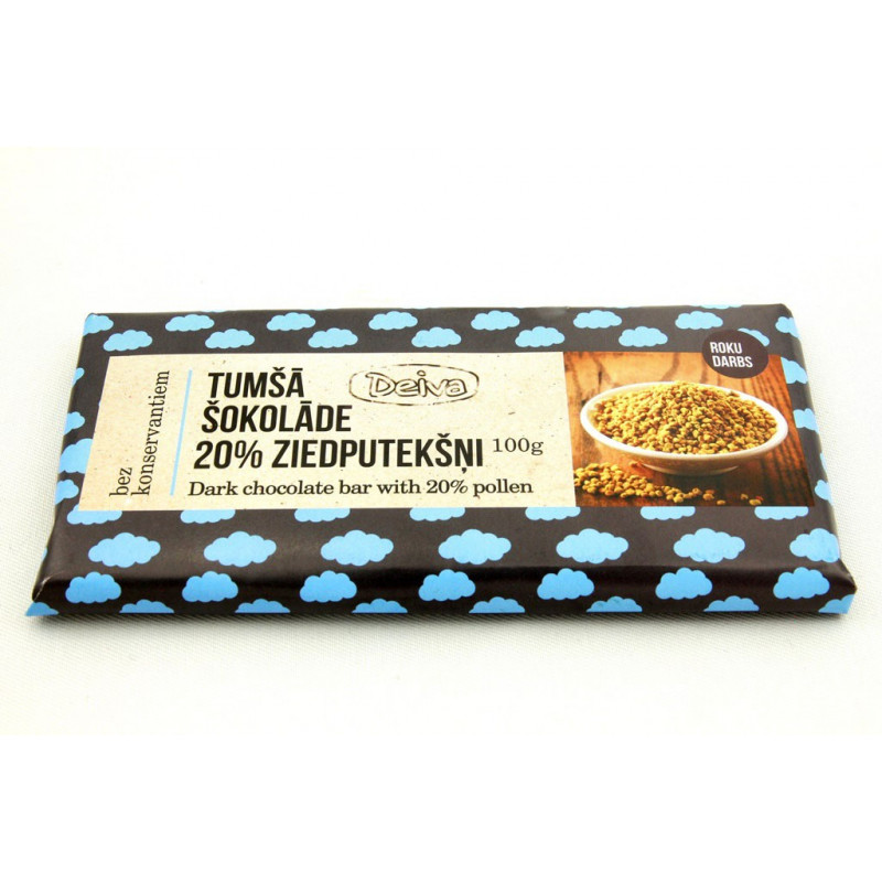 Dark chocolate with 20% bee pollen 100g Dark chocolate with 20% bee pollen 100g