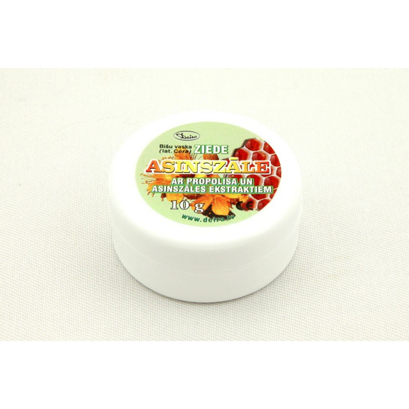 Asinszāle Beeswax ointment with propolis and St. John's Wort extract 10g Asinszāle Beeswax ointment with propolis and St. John's Wort extract 10g