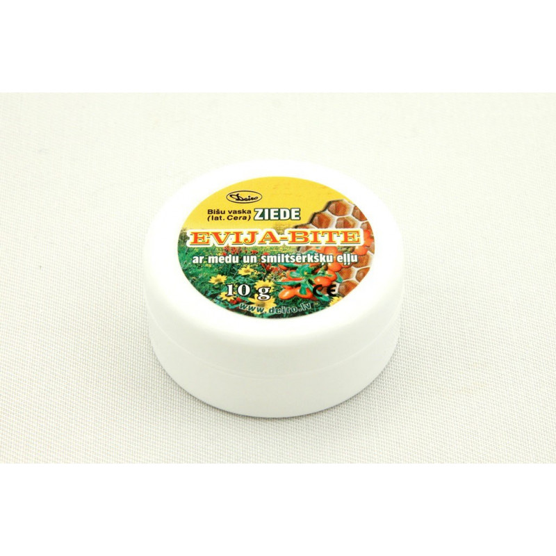 Evija-Bite Beeswax ointment with honey and sea buckthorn oil 10g Evija-Bite Beeswax ointment with honey and sea buckthorn oil 10g