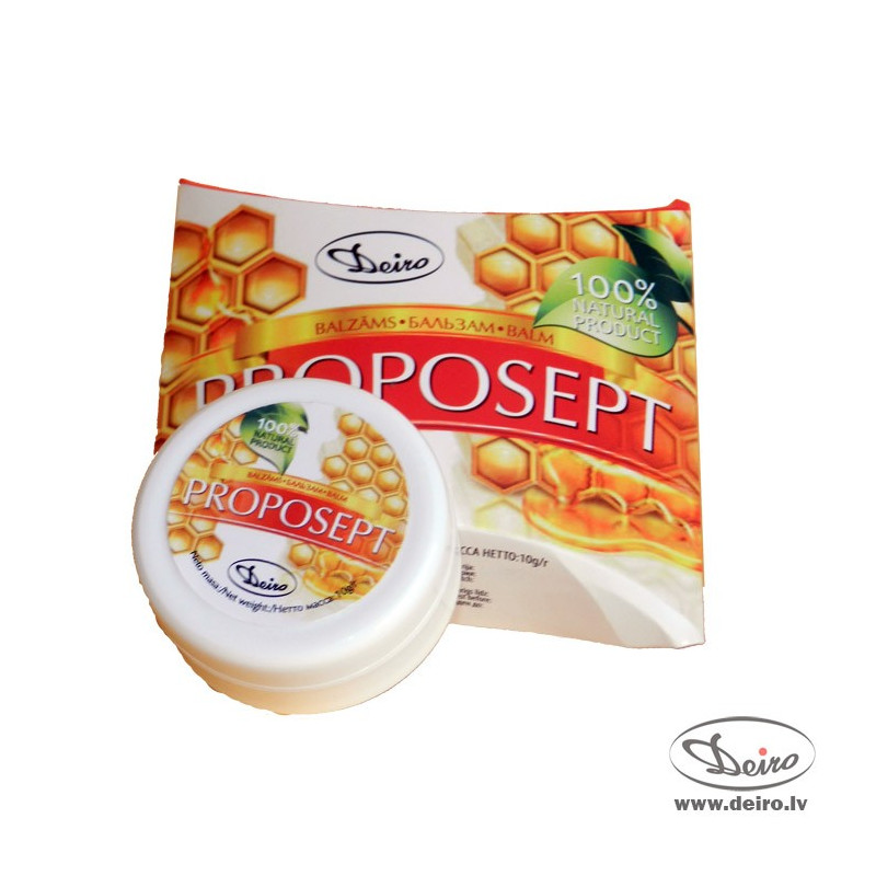 Proposept Lūpu balzāms (Propoliss, Smiltsērkšķu eļļa, olīvu eļļa, bišu vasks) Proposept Lūpu balzāms (Propoliss, Smiltsērkšķu eļļa, olīvu eļļa, bišu vasks)